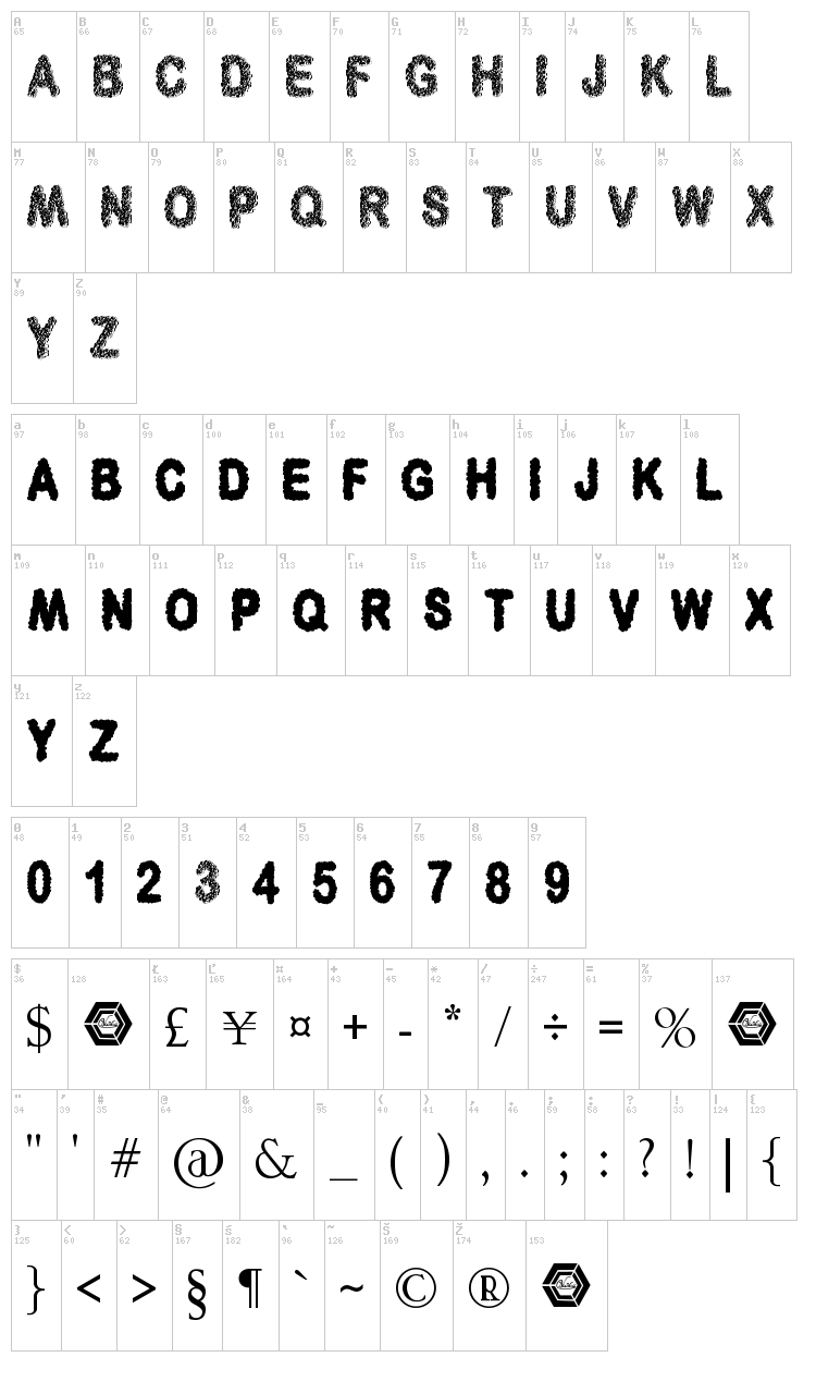 3D Cubes font map